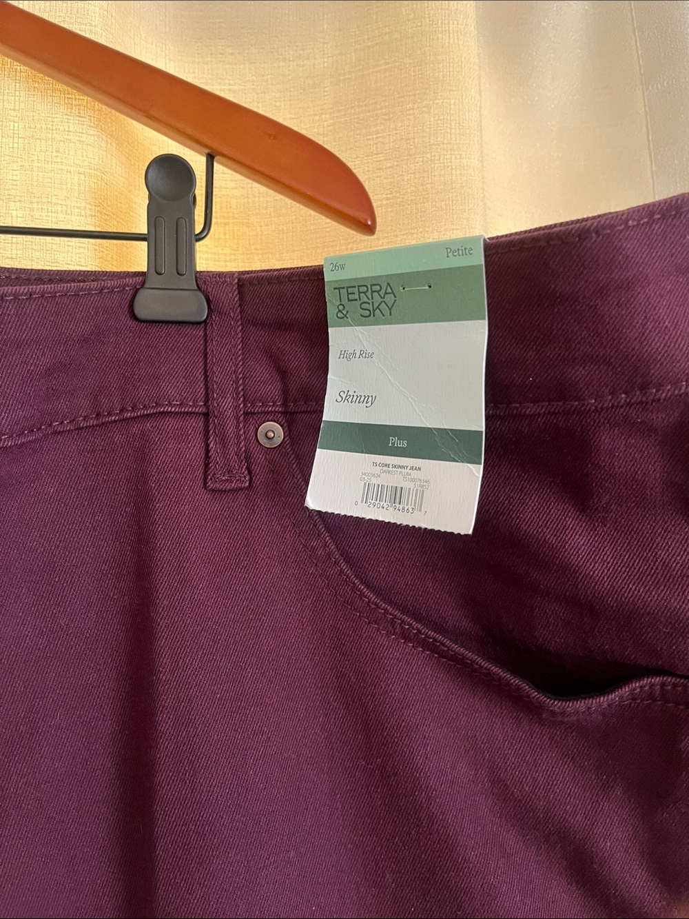 Women’s Terra & Sky Deep Plum Skinny Jeans - Picture 2 of 7